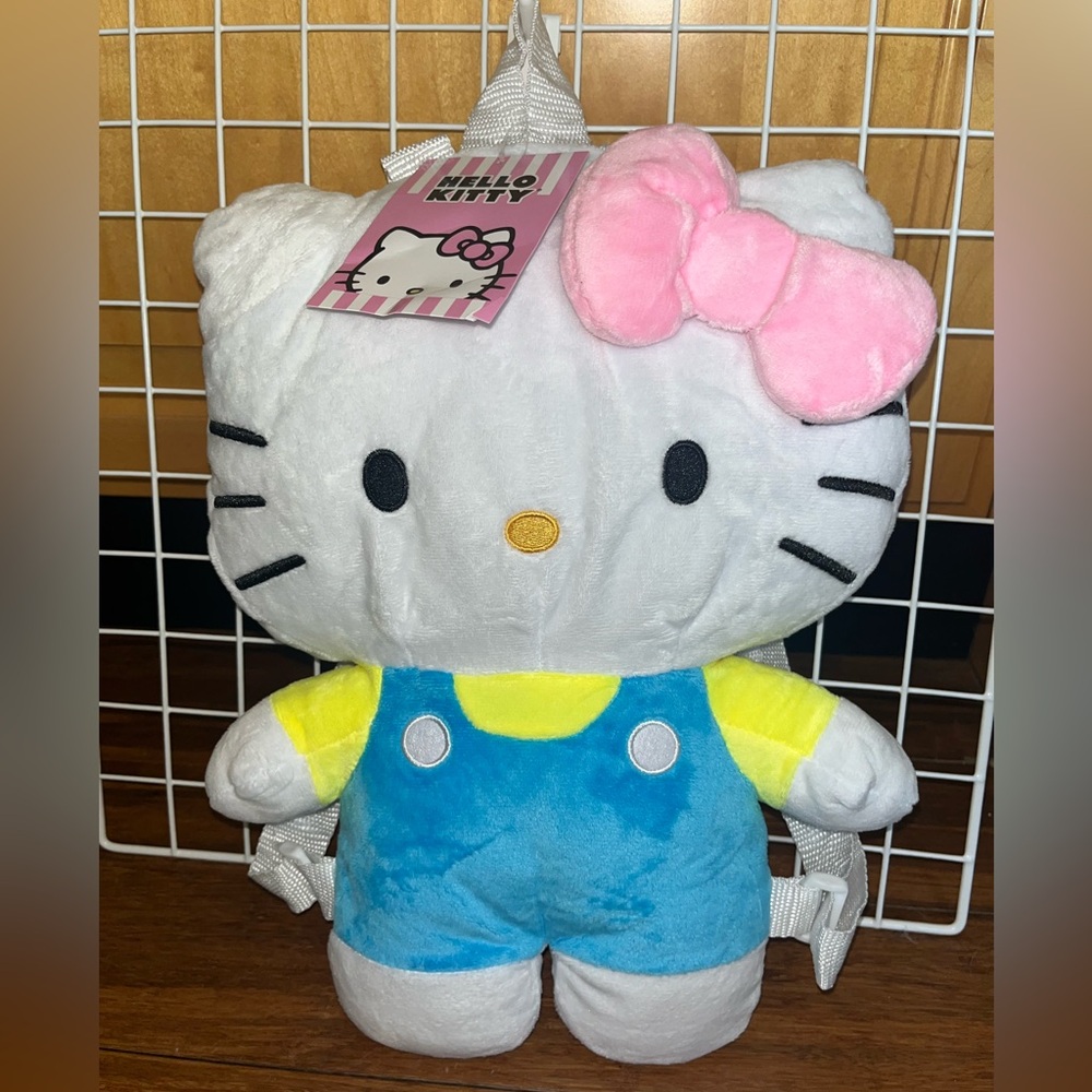 Hello Kitty Blue Overalls Stuffed Animal Backpack NWT NEW